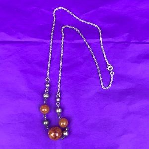 Chain necklace with amber looking beads